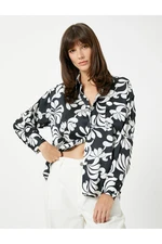 Koton Floral Satin Shirt Pocket Detailed