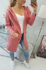 Plain sweater with hood and pockets in light pink color