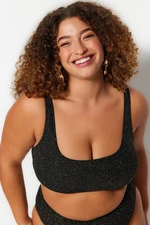 Trendyol Curve Čierna trblietavá látka Bralette Bikini Top