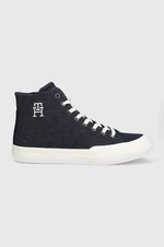 Tenisky Tommy Hilfiger TH HI VULC PREMIUM DENIM pánske, tmavomodrá farba