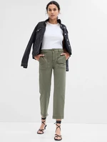 Green women's girlfriend khaki high rise pants GAP