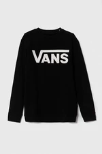 Dětská bavlněná mikina Vans VANS CLASSIC CREW černá barva, s potiskem