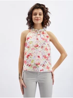 Women's pink and cream floral blouse ORSAY