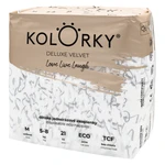 KOLORKY DELUXE VELVET Jednorazové EKO plienky so zamatovým povrchom M (5-8 kg) 21 kusov