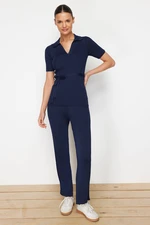 Trendyol Navy Blue Knitwear Top-Bottom Set