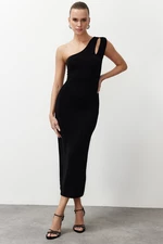Trendyol Black Lined Glittering Body-Fitting Glitter Stylish Evening Dress