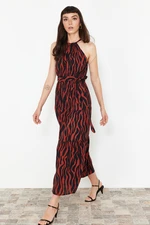 Trendyol Tile Animal Shift Halter Neck Maxi Lined Woven Dress