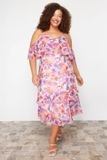 Trendyol Curve Ecru Chiffon Woven Plus Size Dress