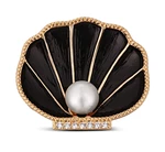 JwL Luxury Pearls Pôvabná pozlátená brošňa lastúra s perlou 2v1 JL0764