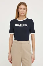 Bavlněné tričko Tommy Hilfiger tmavomodrá barva, WW0WW41208