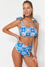 Trendyol csempe mintás nyakkendő részletesen kidolgozott magas derékú bikini alsó