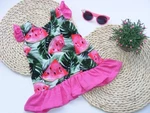 G-baby Letní šaty s volánky Meloun - růžové, vel. 80 (9-12m)
