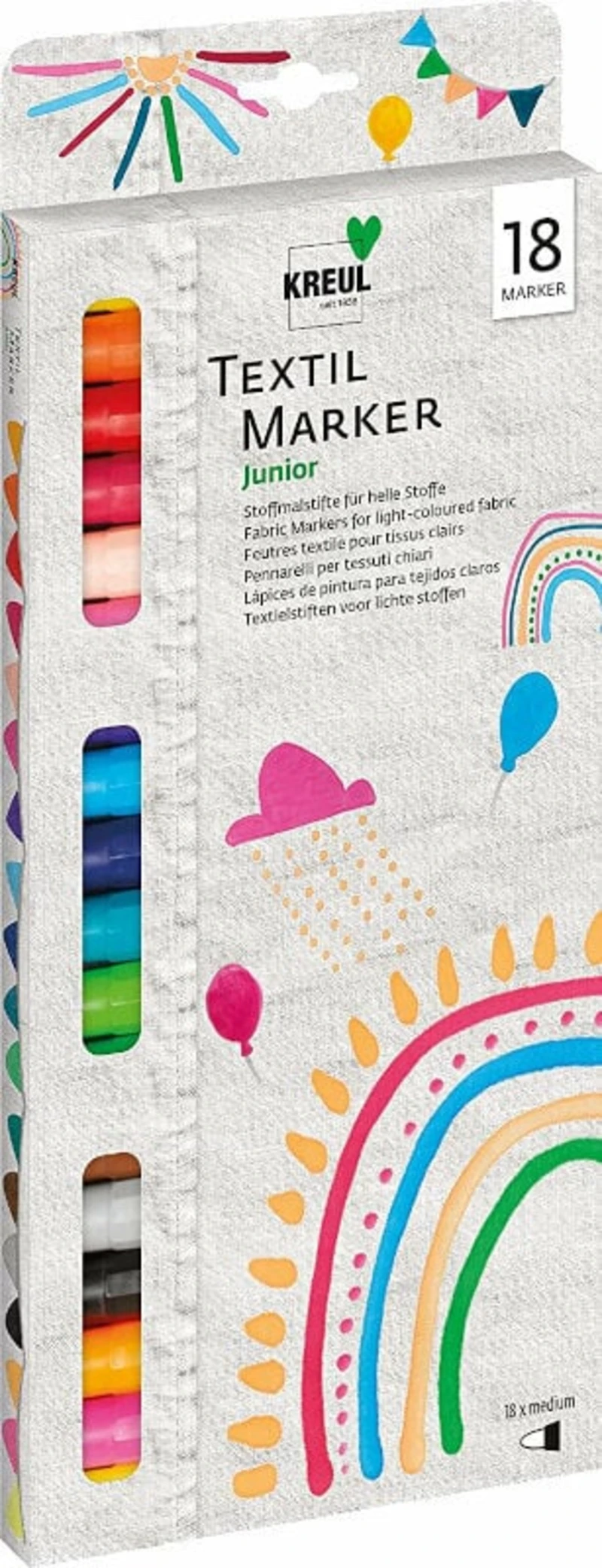 Kreul 90721 Textile Marker Set Junior Sada textilních fixů 18 ks